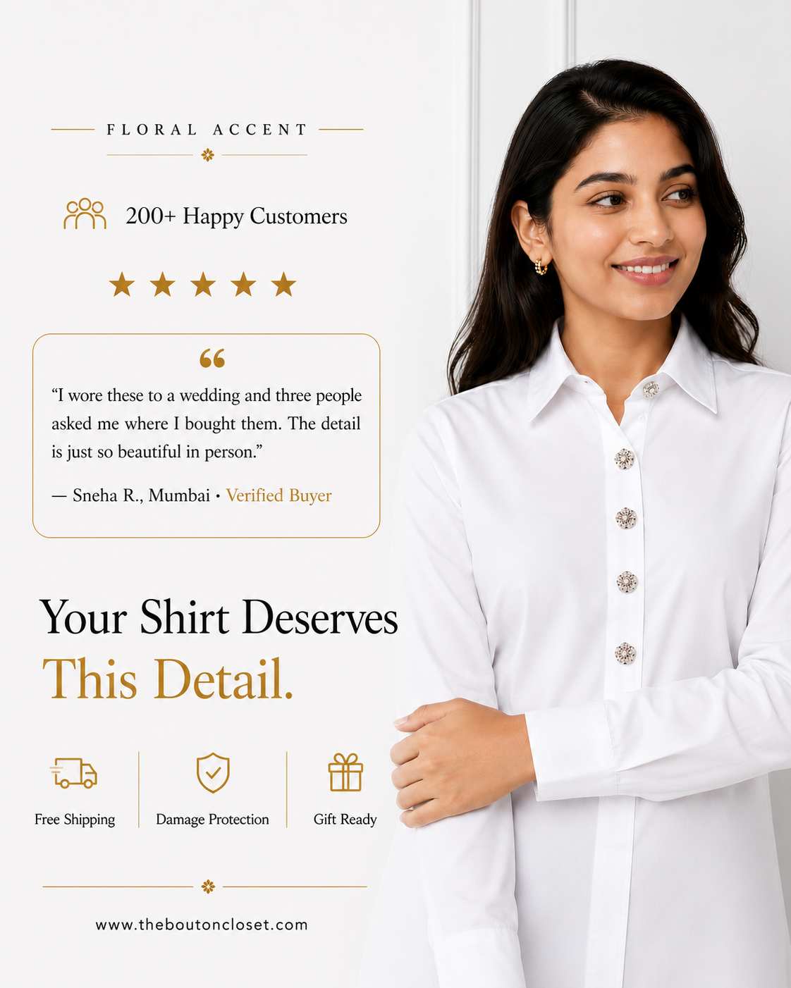 Floral Accent – Shirt Button Covers That Instantly Upgrade Any Shirt