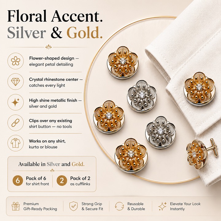 Floral Accent — Silver and Gold