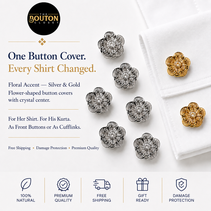 Floral Accent — One Button Cover. Every Shirt Changed.