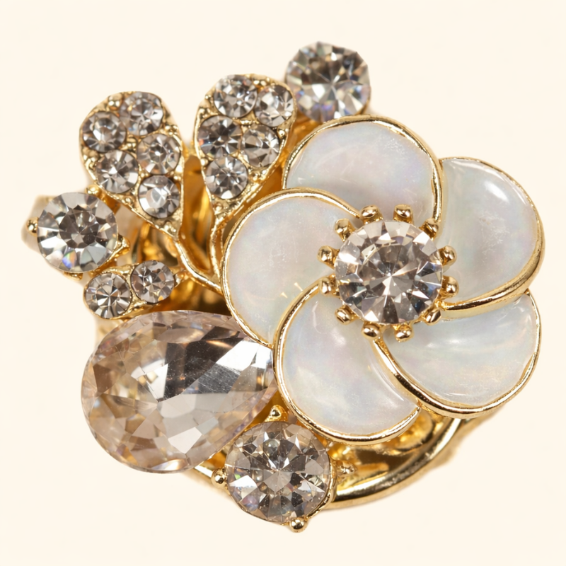 Floral Opal – Elegant Opal Button Covers with Sculpted Floral Design