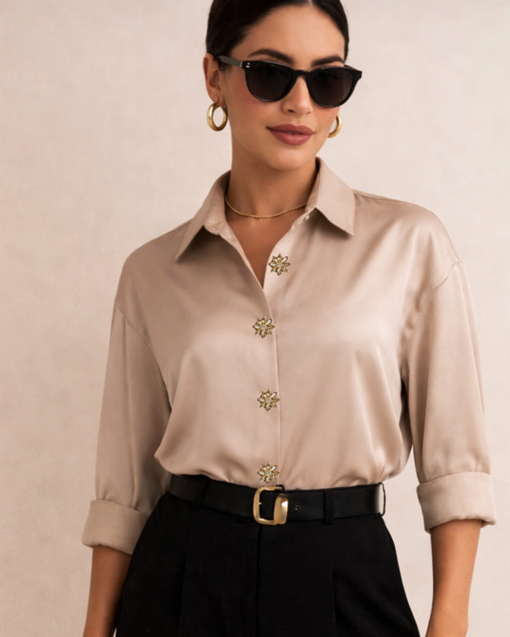 Female wearing Daisy on shirt