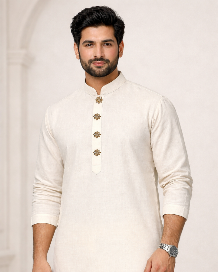 Male wearing Daisy on kurta
