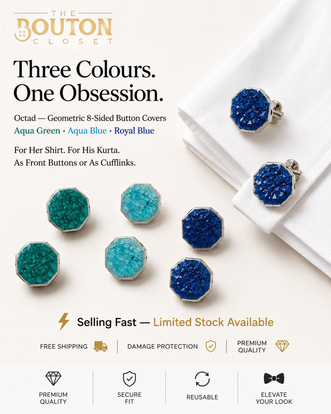 Octad – Button Covers for Bold Geometric Styling