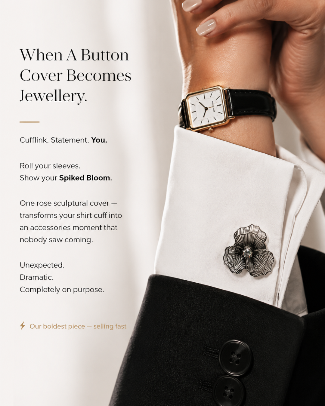 Spiked Bloom – Floral Button Covers with a Bold Sculpted Edge