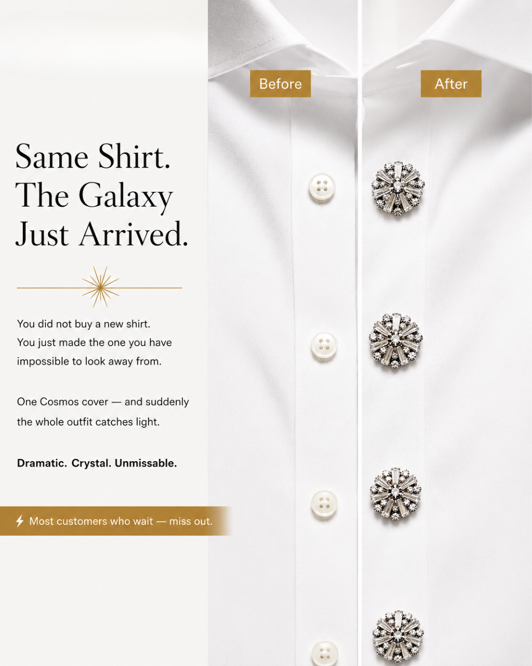 Cosmos – Button Covers with Galaxy-Inspired Shimmer