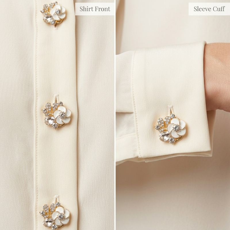 Floral Opal – Elegant Opal Button Covers with Sculpted Floral Design