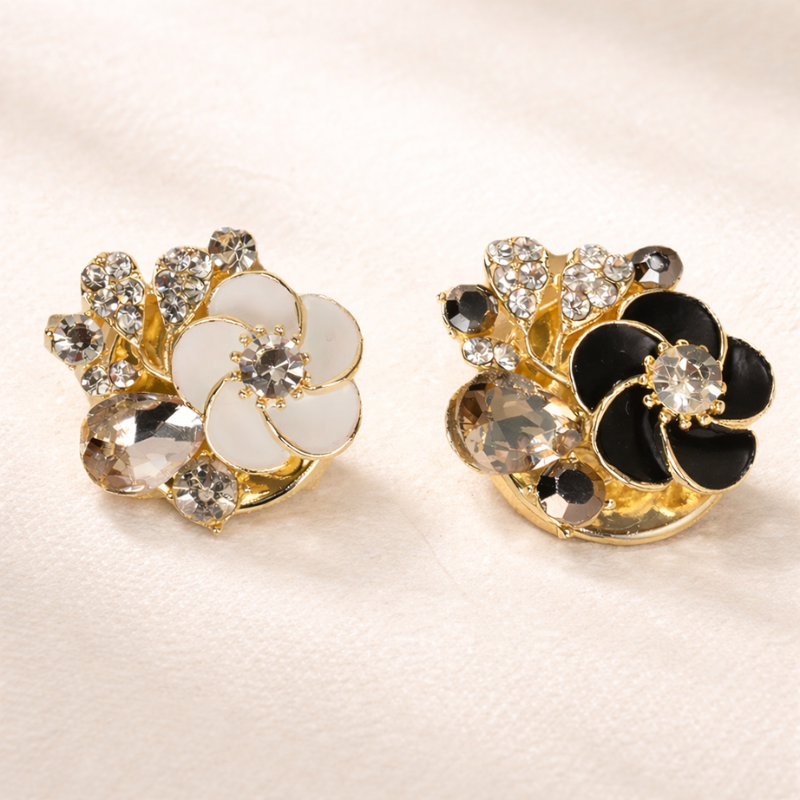 Floral Opal – Elegant Opal Button Covers with Sculpted Floral Design
