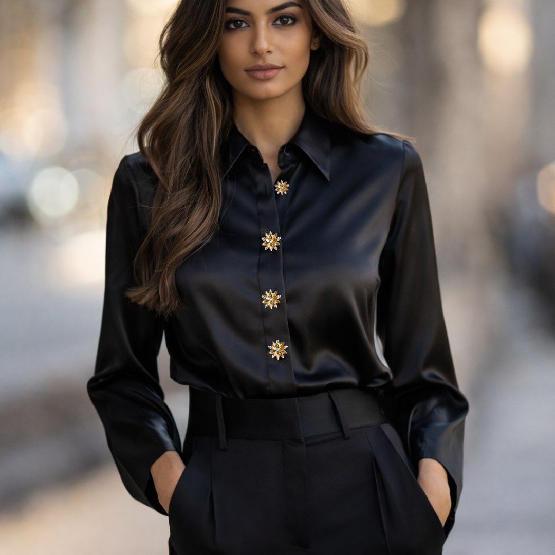 Bloom – Artistic Floral Shirt Button Covers with Sculpted Gold Detailing